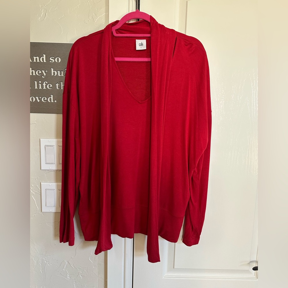 Tess Tee Firebrick Red Tie Bow Neck by cabi
